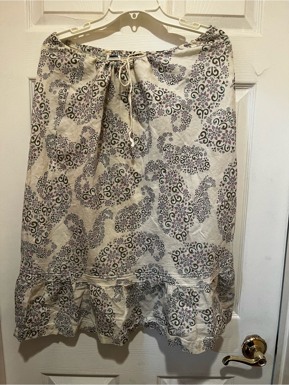 Bass Cream A-Line Skirt with Purple Floral Paisley